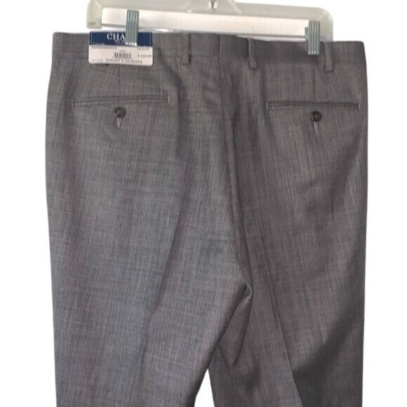 Chaps Mens Grey Dress Pants 36W X 32L 100% Wool Classic Fit Flat Front - Picture 12 of 14